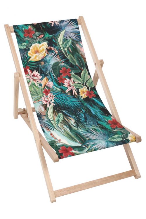 Leżak klasyczny Green Jungle Flowers