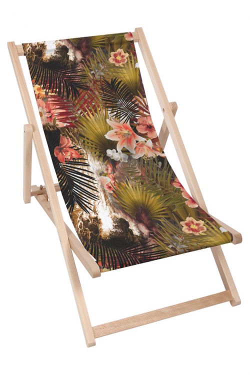 Leżak klasyczny Red Tropical Flowers
