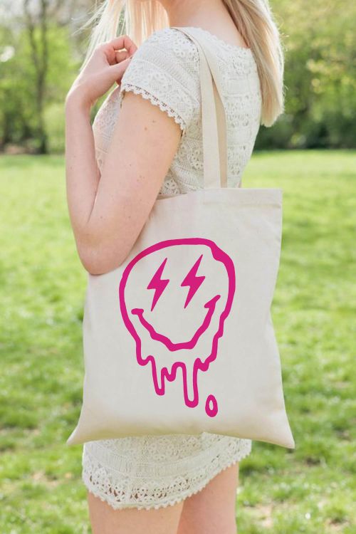 Torba eko ecru Neon Pink Smile