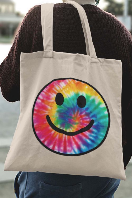 Torba eko ecru Tie Dye Rainbow Smile