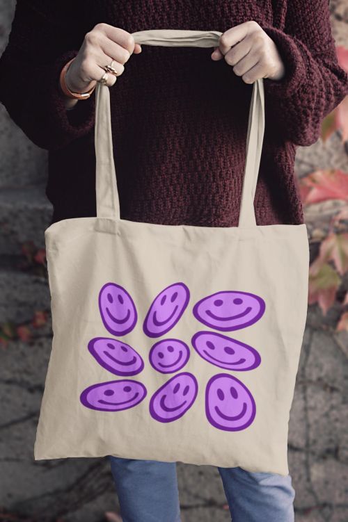 Torba eko ecru Violet Smiles