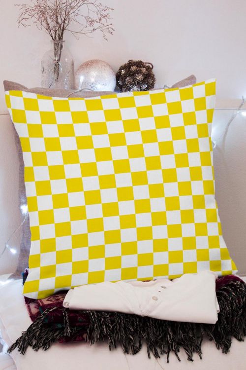 Poduszka Checkered Yellow