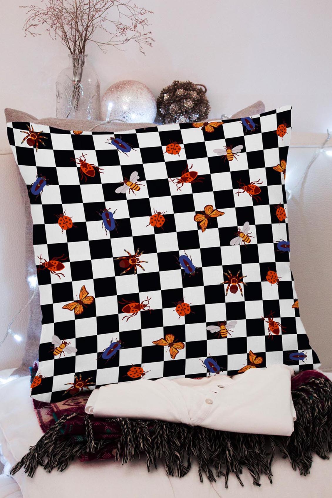 Poduszka Checkered Bugs