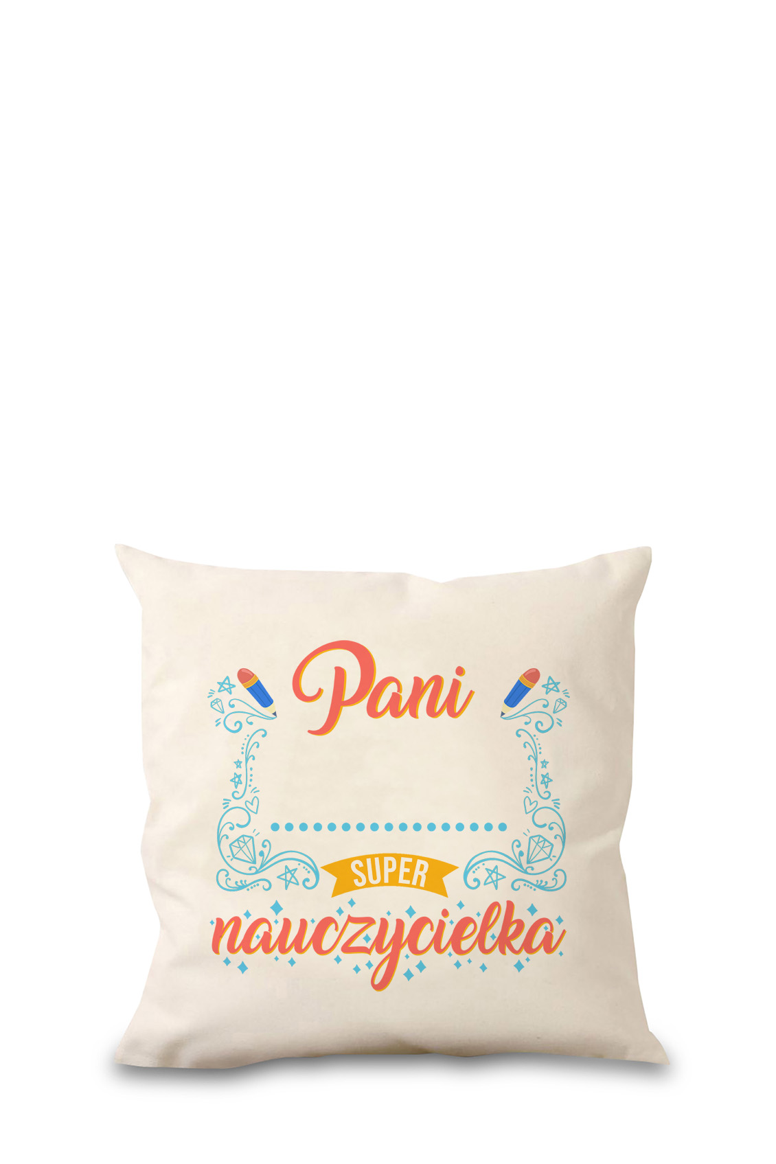 Poduszka bawełniana Canvas PERSONALIZACJA Super Nauczycielka Ołówki