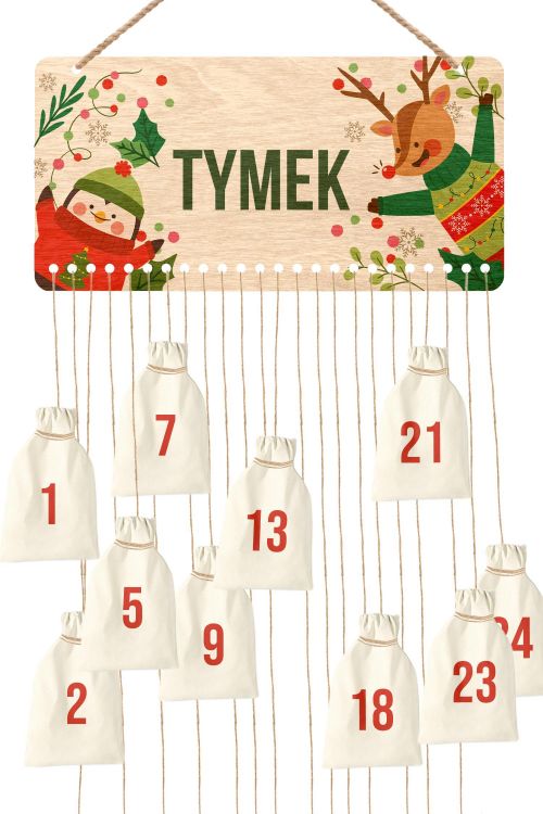 Kalendarz Adwentowy ze sklejki Renifer PERSONALIZACJA 