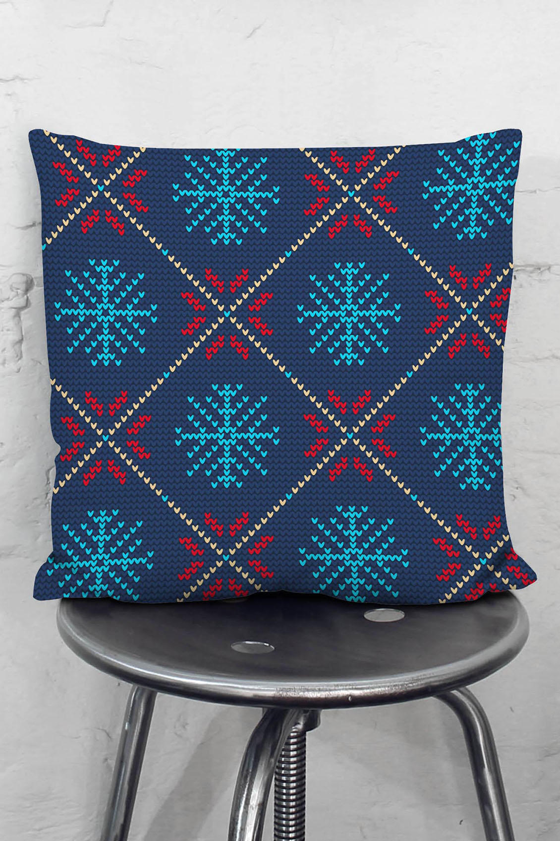 Poduszka Śnieżynki Granatowe