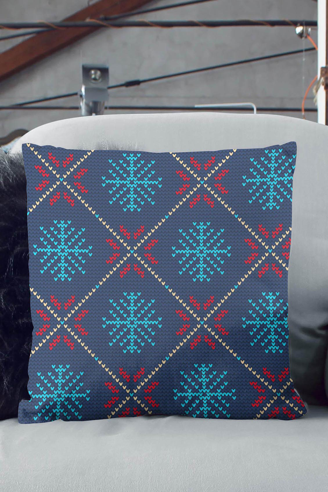 Poduszka Śnieżynki Granatowe