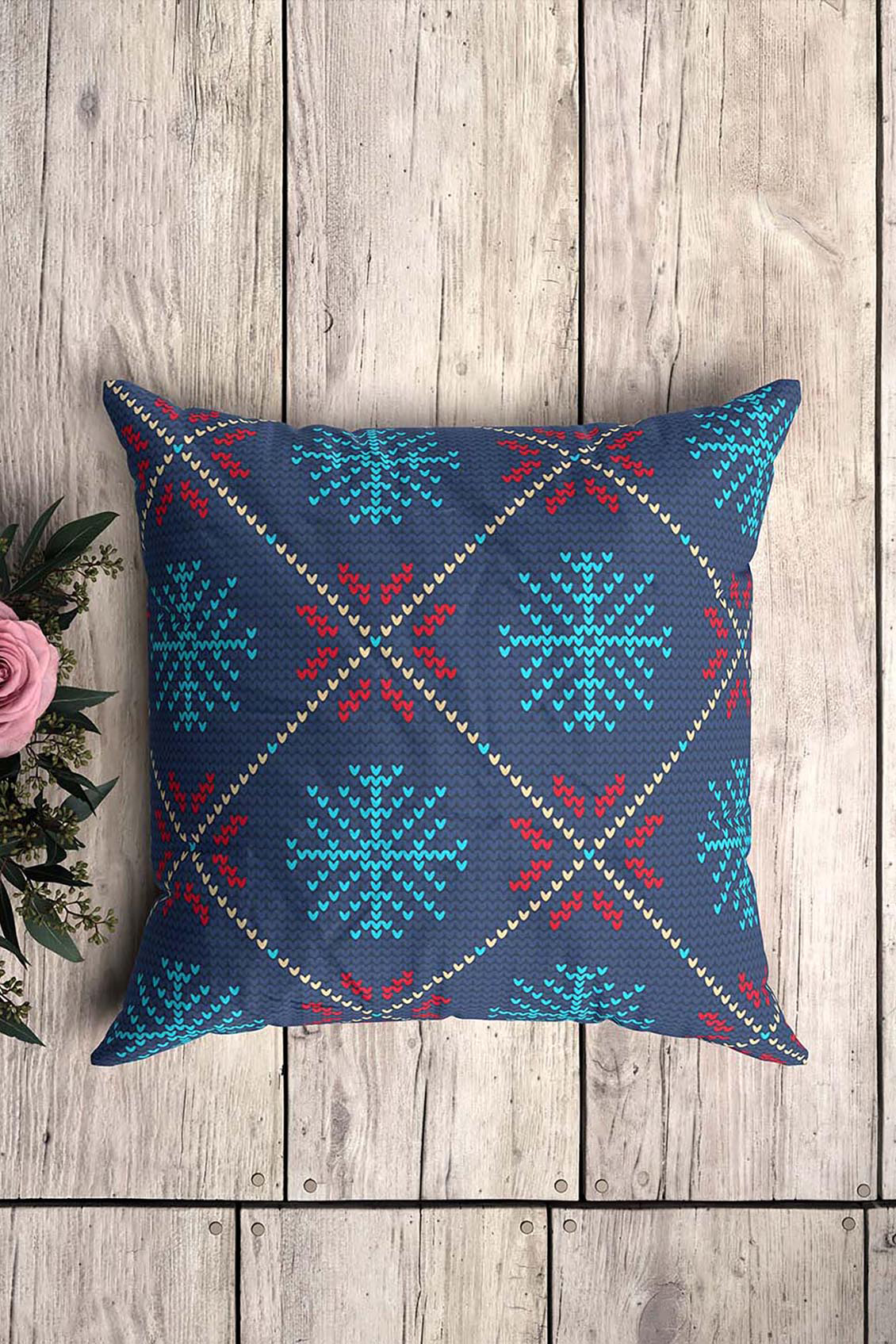 Poduszka Śnieżynki Granatowe