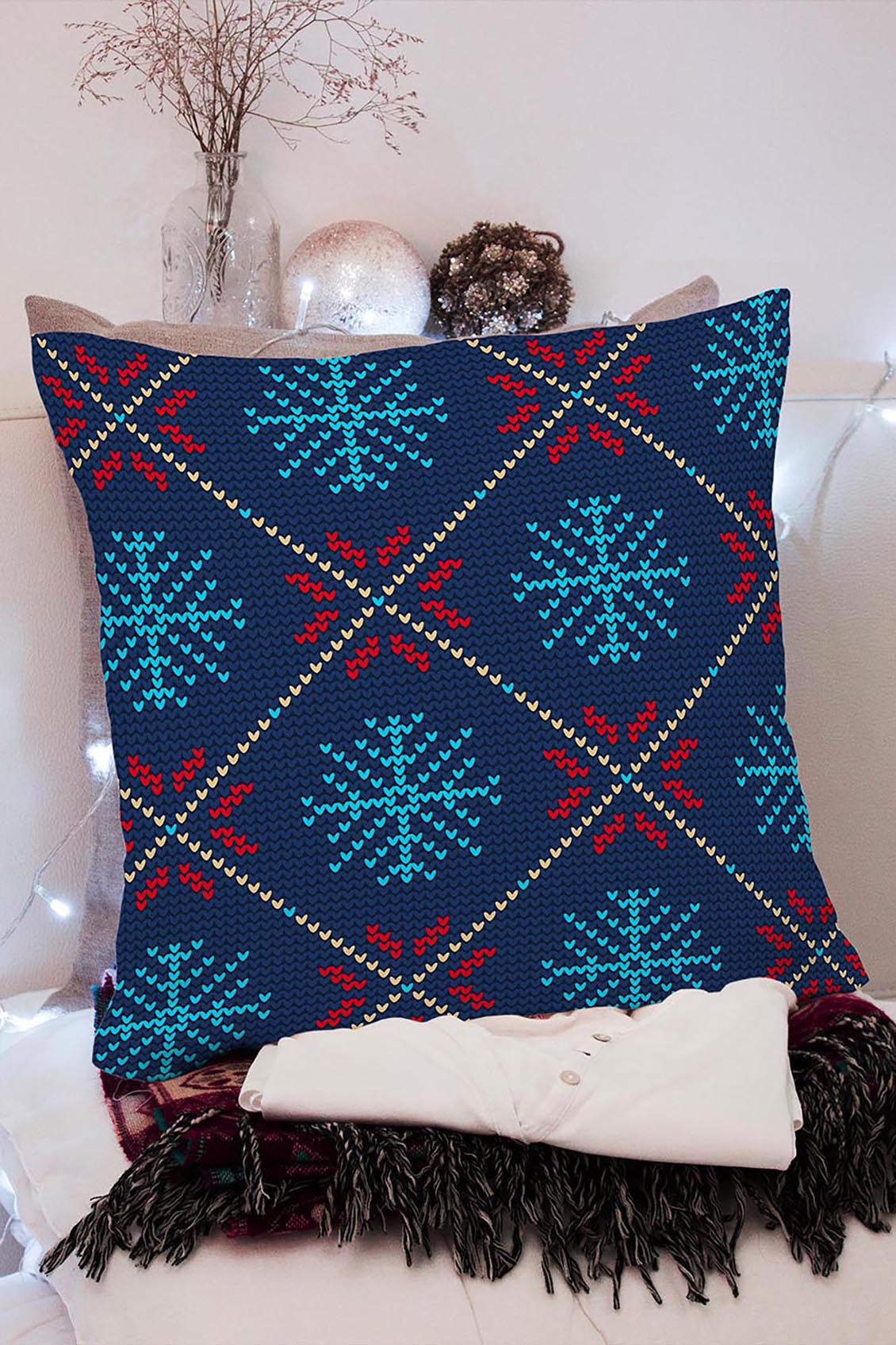 Poduszka Śnieżynki Granatowe