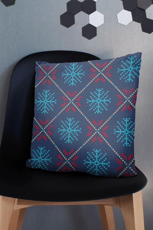 Poduszka Śnieżynki Granatowe