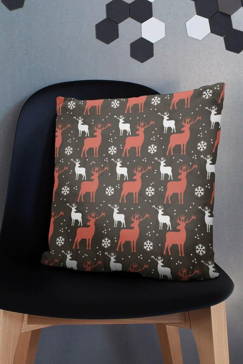 Poduszka Czarno-białe reniferki
