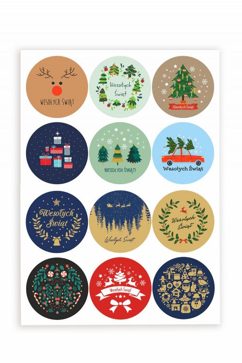 Naklejki świąteczne Zestaw 12 sztuk 