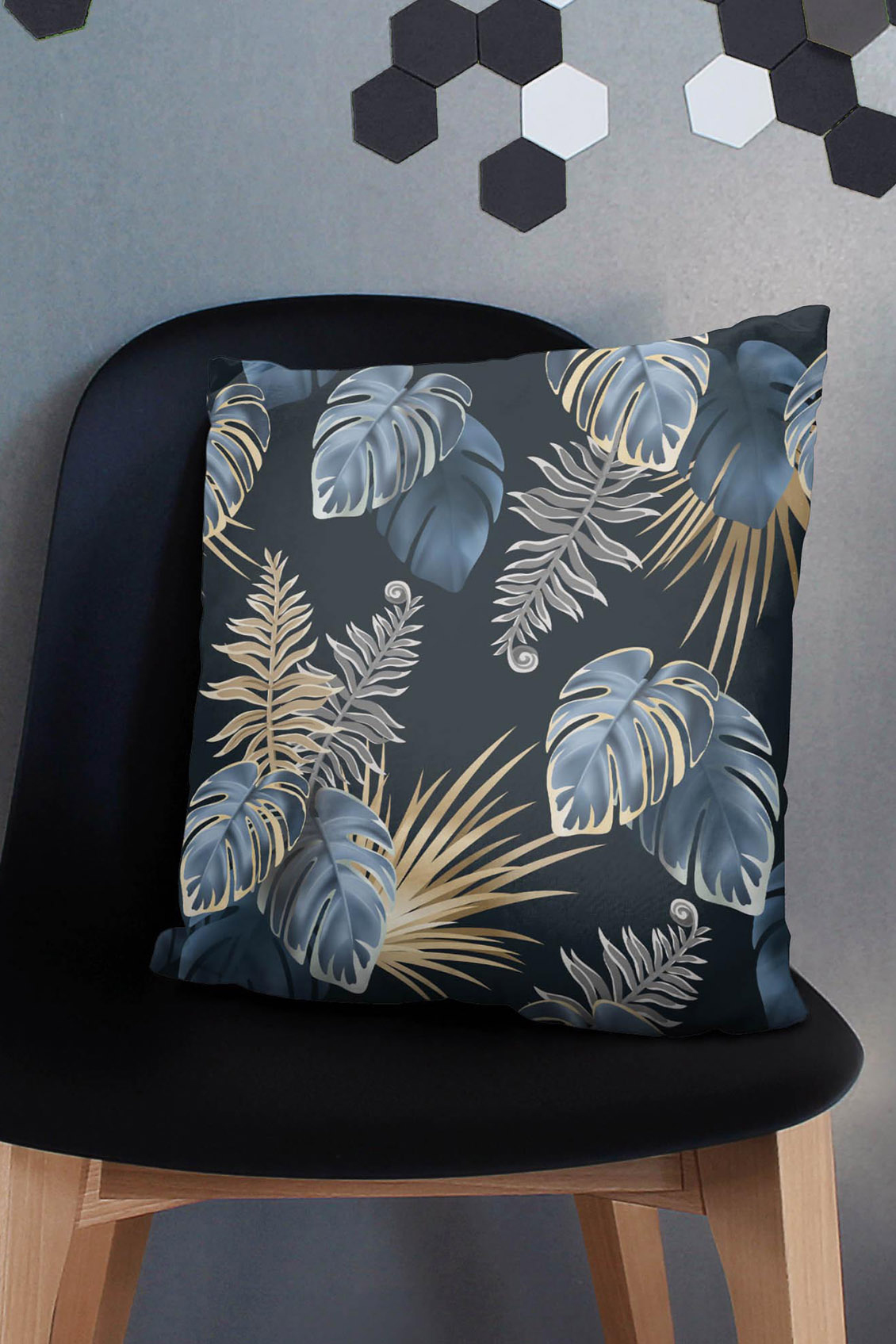 Poduszka Blue And Gold Tropical