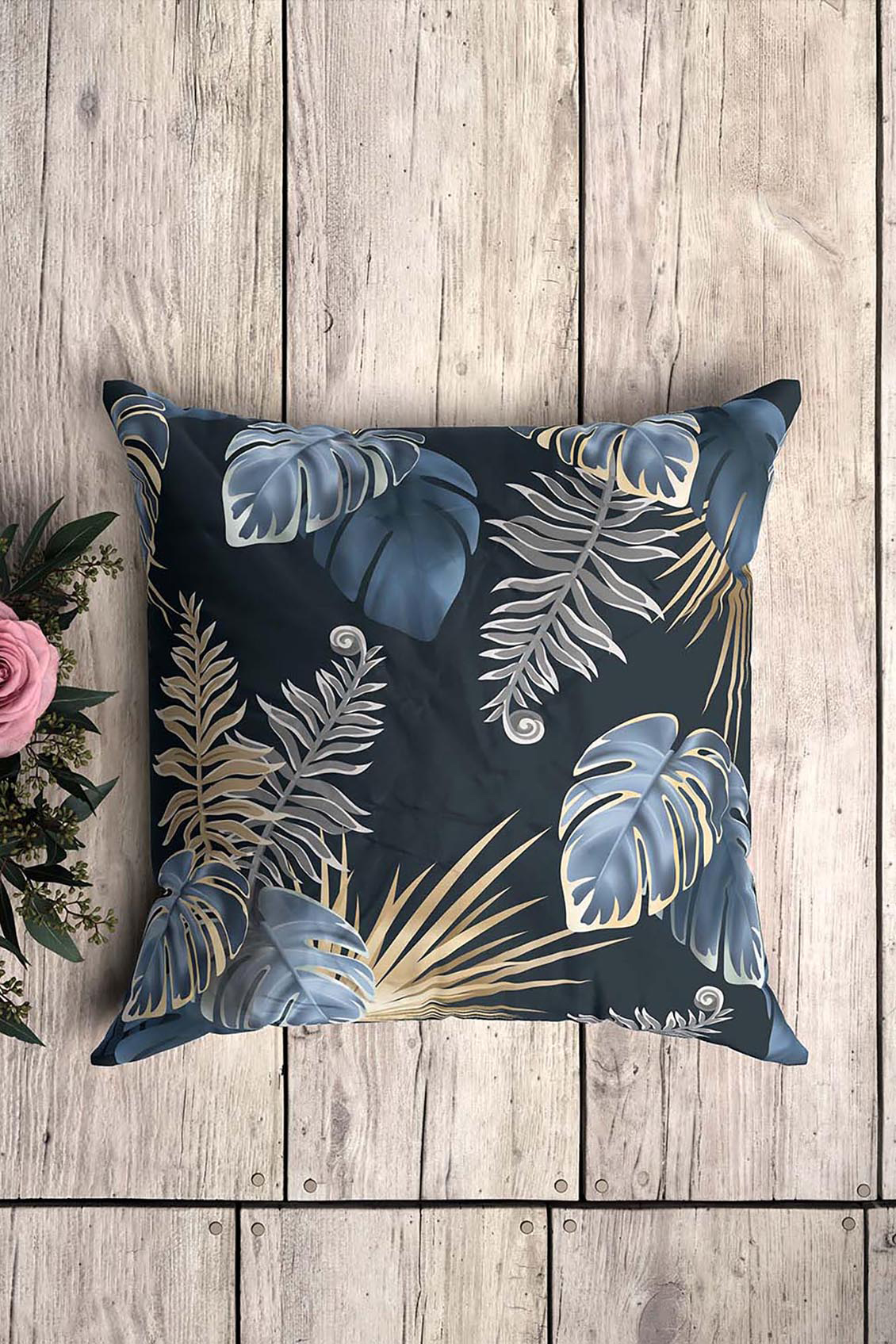 Poduszka Blue And Gold Tropical