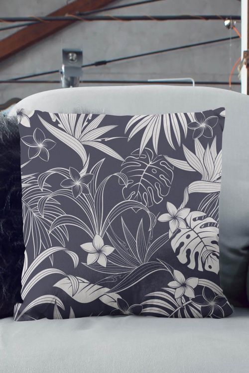 Poduszka Dark Blue and White Exotic