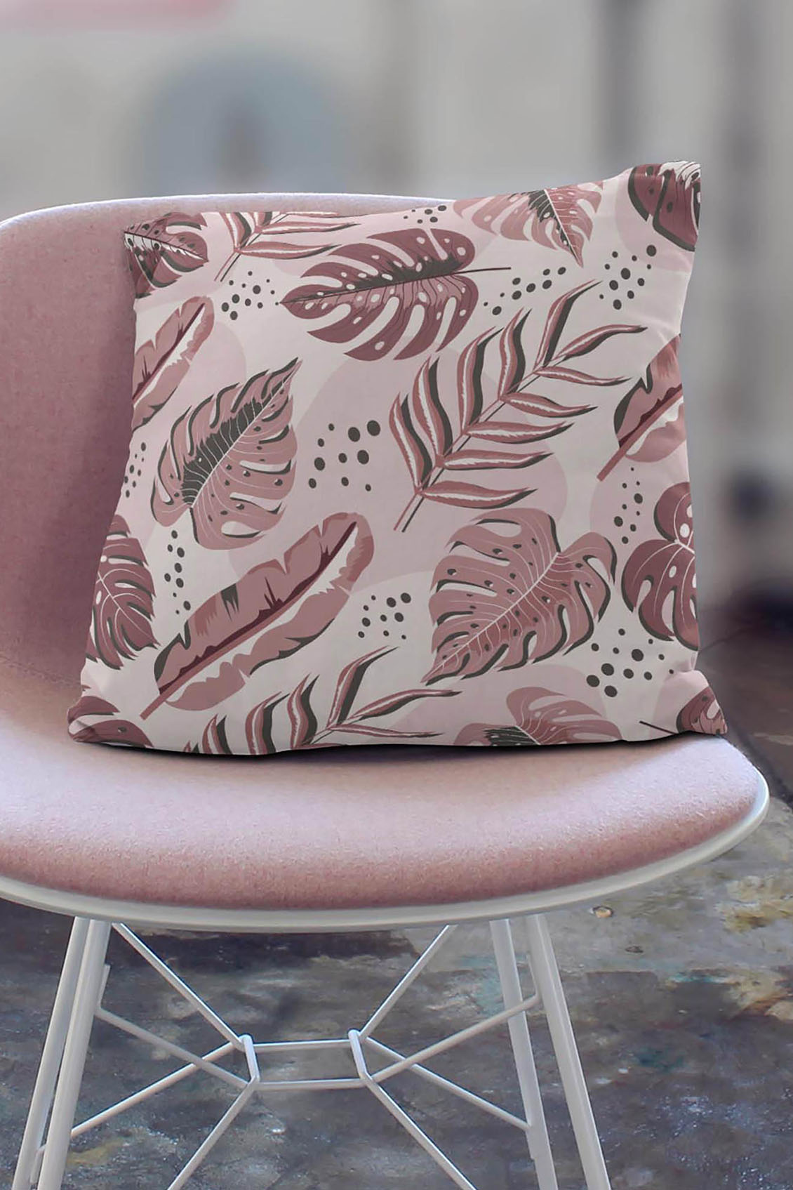 Poduszka Pink Exotic Leaves