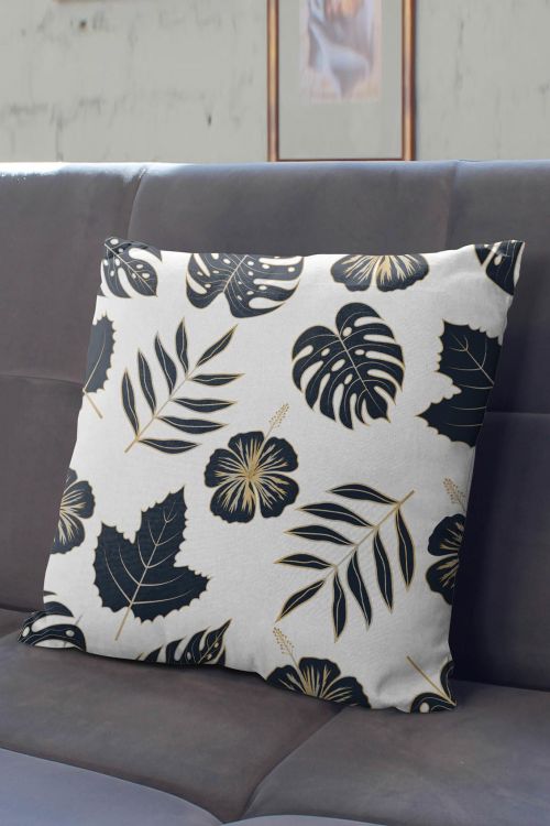 Poduszka Black and Gold Leaves