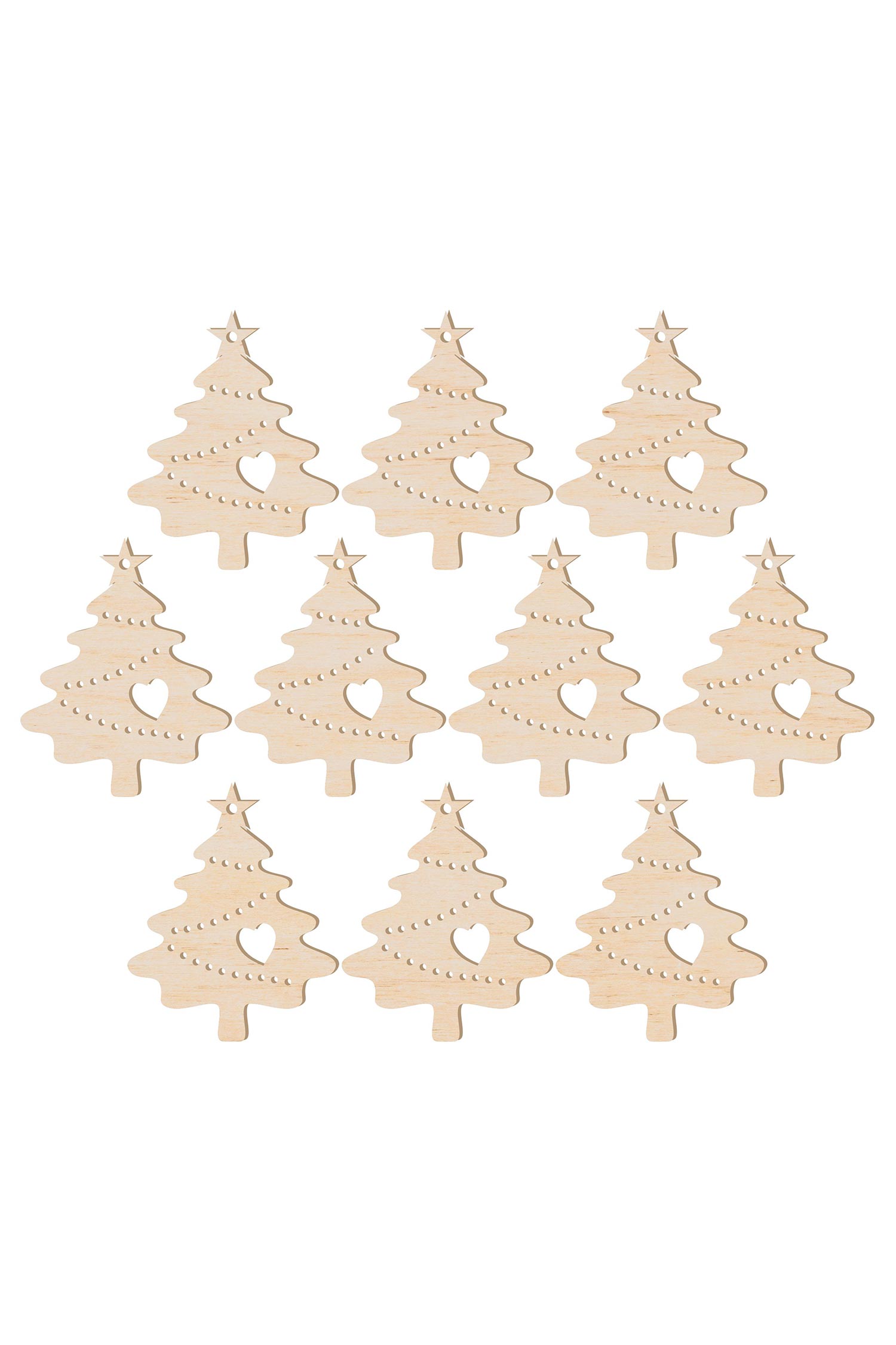 Zawieszka ze sklejki Choinka z sercem