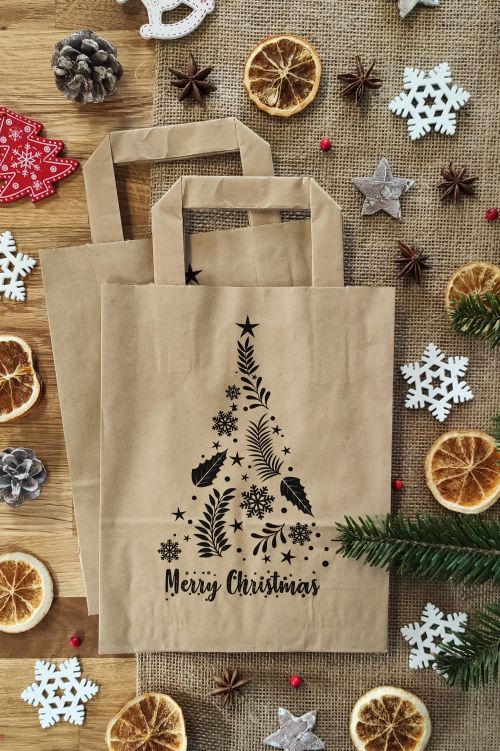 Torba prezentowa Choinka Merry Christmas Ucho płaskie