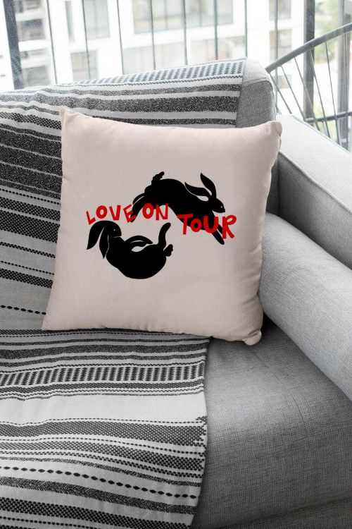Poduszka Bawełniana Canvas Love on Tour Rabbit