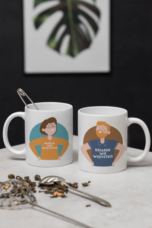 Komplet kubków Babcia Wie Wszystko Dziadek Wie Wszystko