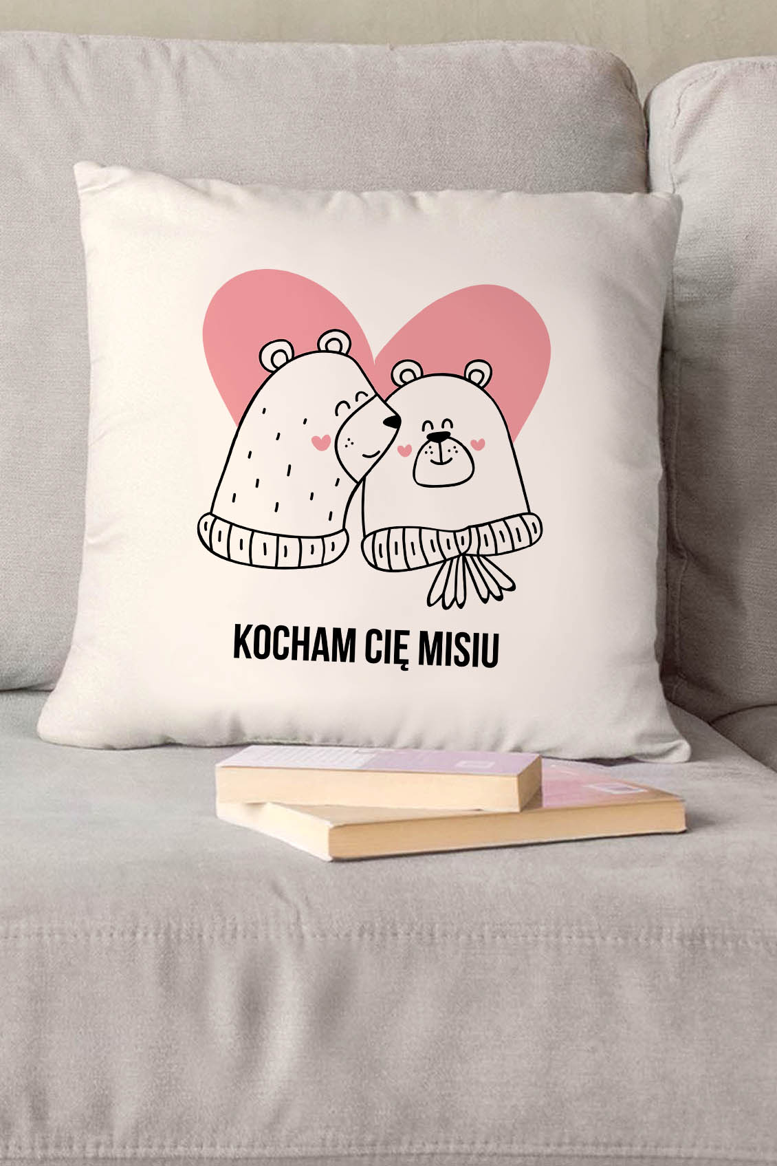Poduszka Bawełniana Canvas Kocham Cię Misiu