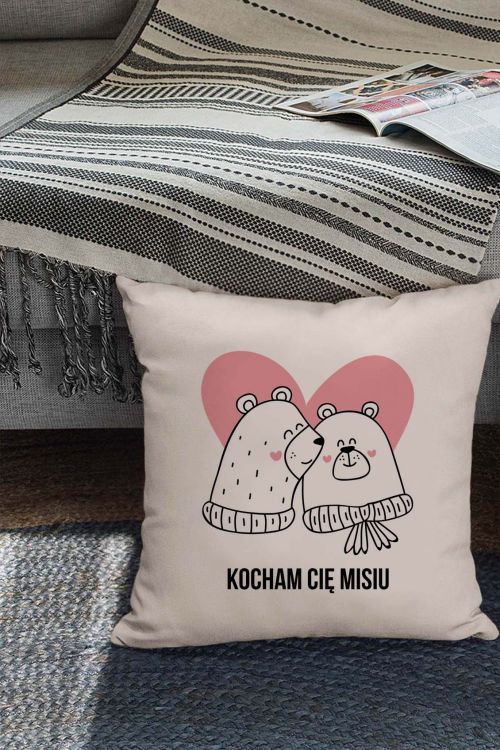 Poduszka Bawełniana Canvas Kocham Cię Misiu
