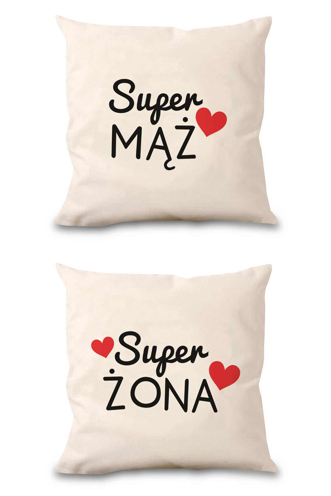 Komplet Poduszek Bawełnianych Canvas Super Żona Super Mąż