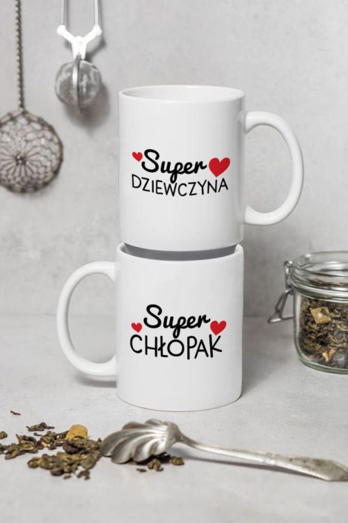 Komplet kubków Super Dziewczyna Super Chłopak