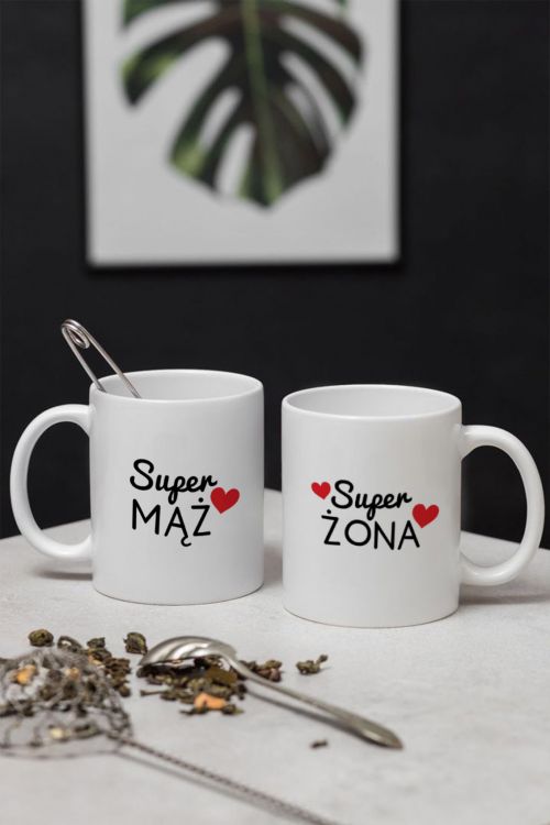 Komplet kubków Super Żona Super Mąż