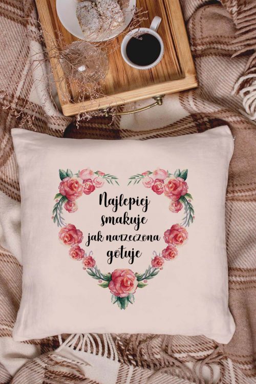 Poduszka Bawełniana Canvas Najlepiej smakuje jak dziewczyna gotuje 