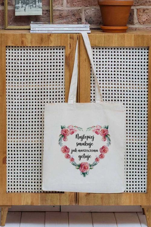 Torba Bawełniana Najlepiej smakuje jak Narzeczona gotuje
