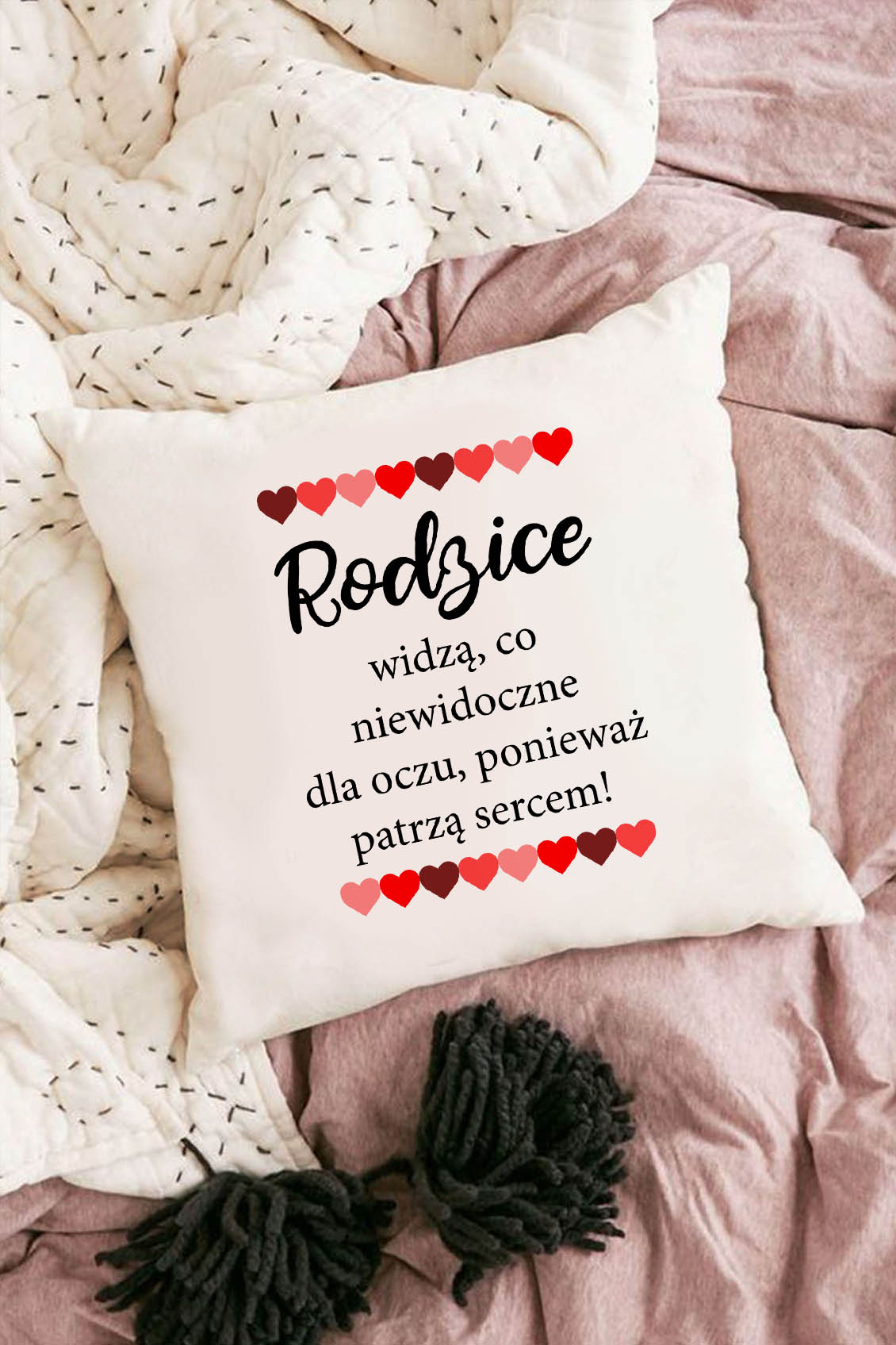 Poduszka Bawełniana Canvas Rodzice patrzą sercem
