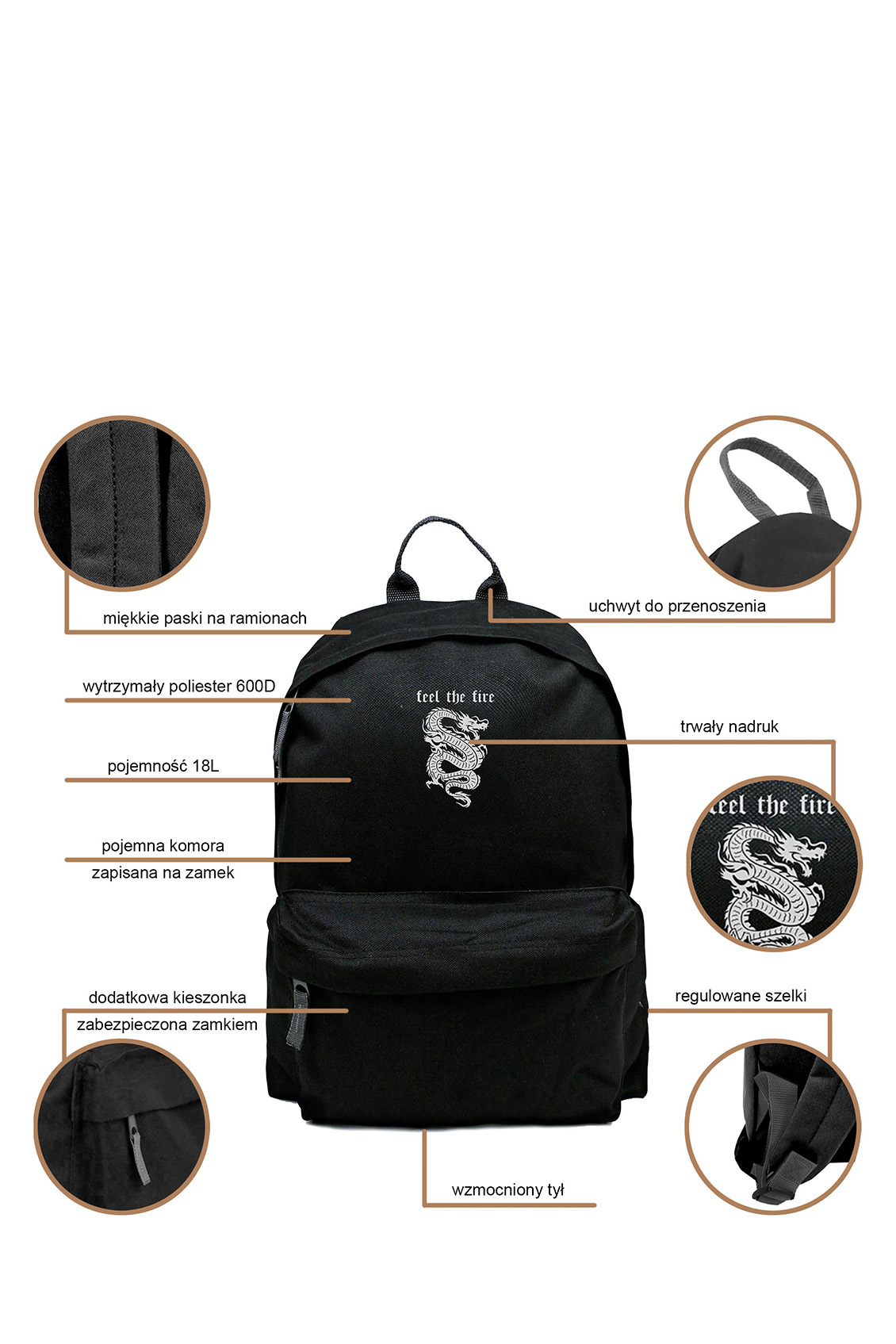 Zestaw Plecak Simple i piórnik It costs zero to be kind