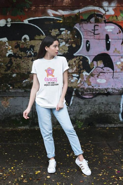 T-shirt oversize Ćwiczę by jeść