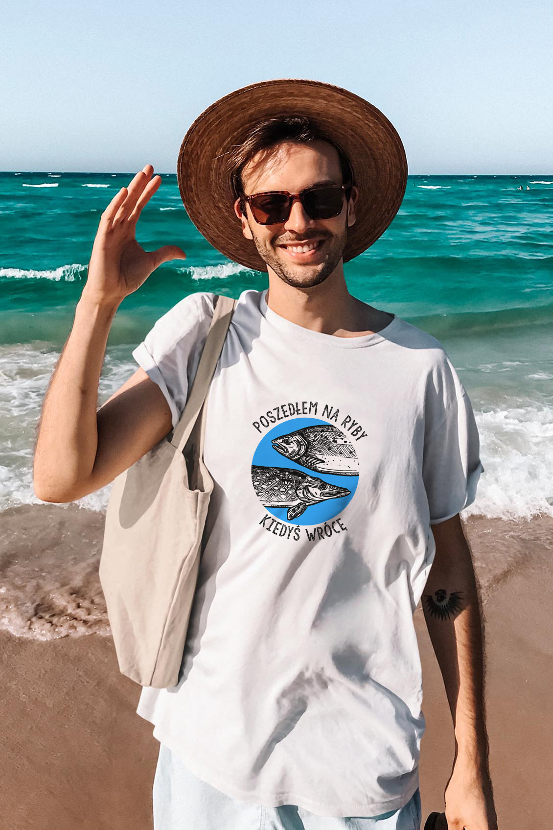 T-shirt oversize Poszedłem na Ryby