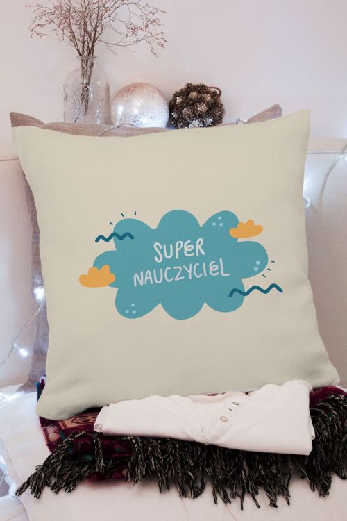 Poduszka Bawełniana Canvas Chmurka Nauczyciel
