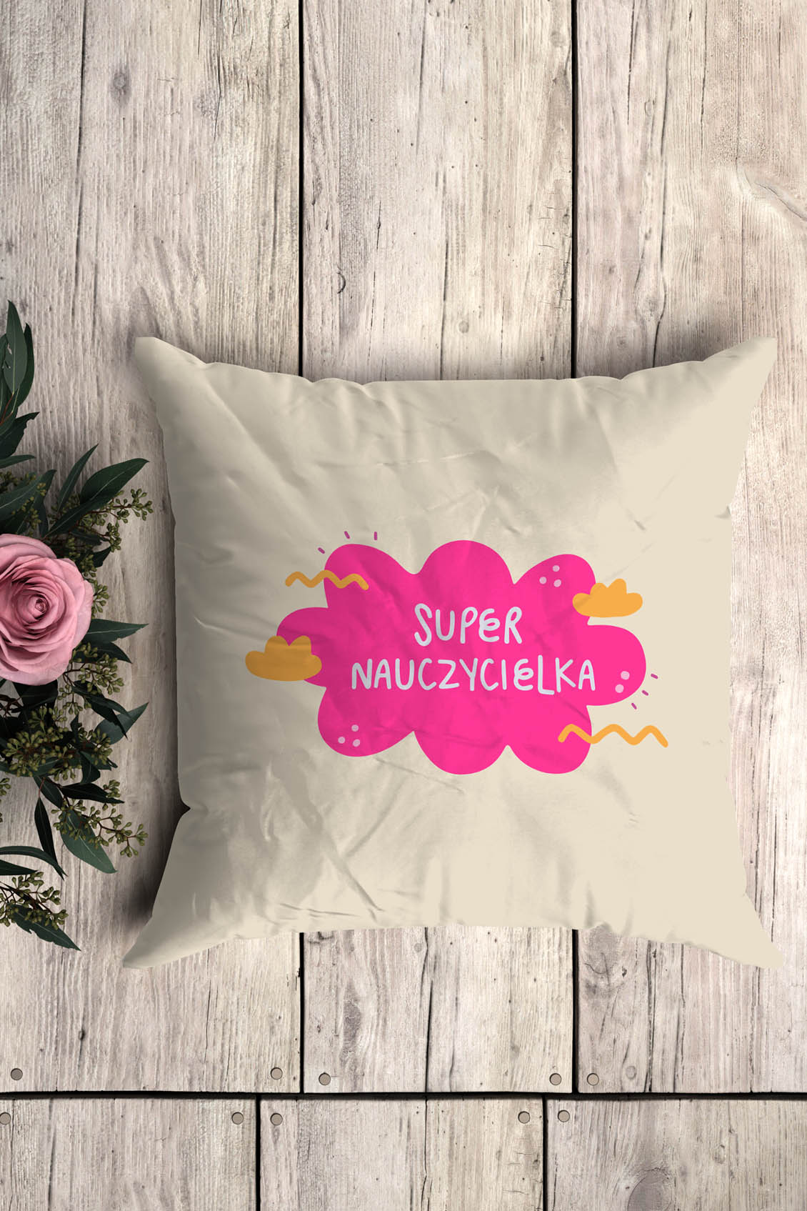 Poduszka Bawełniana Canvas Chmurka Nauczycielka