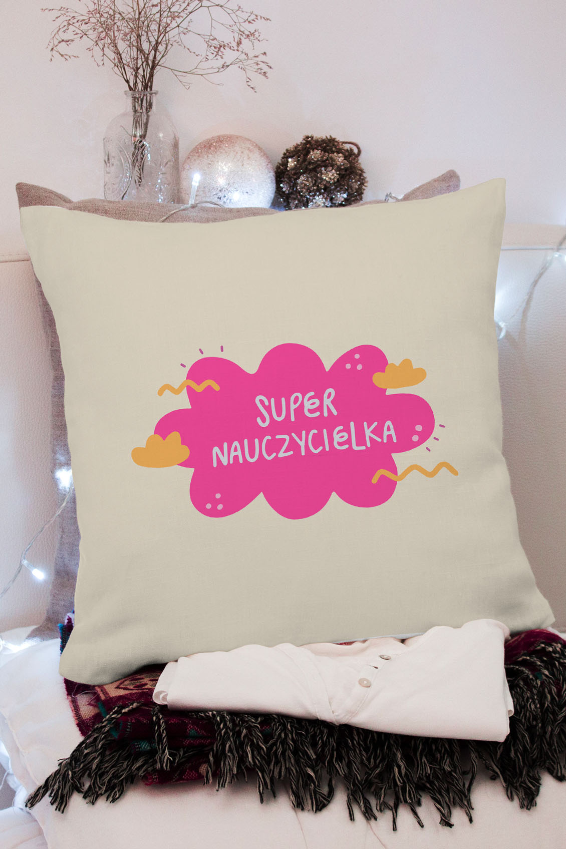 Poduszka Bawełniana Canvas Chmurka Nauczycielka