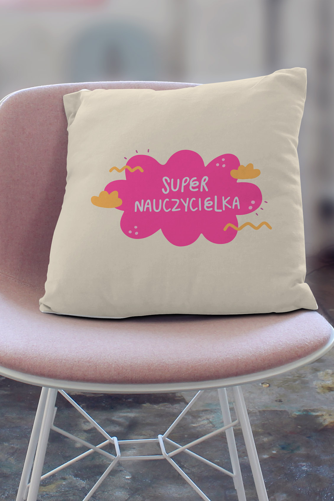 Poduszka Bawełniana Canvas Chmurka Nauczycielka
