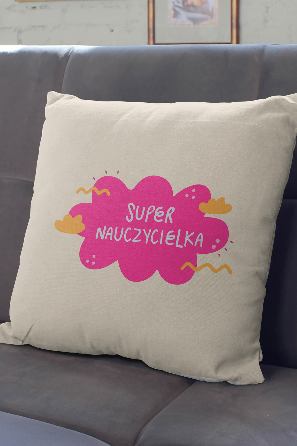 Poduszka Bawełniana Canvas Chmurka Nauczycielka
