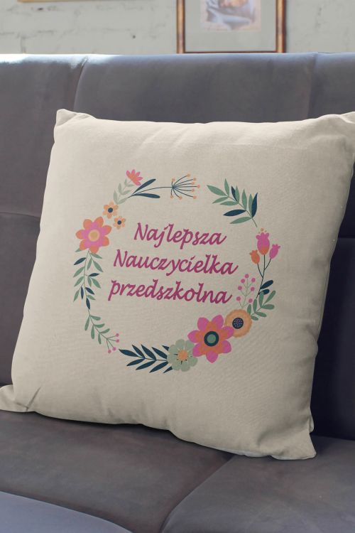 Poduszka Bawełniana Canvas Kwiaty Nauczycielka