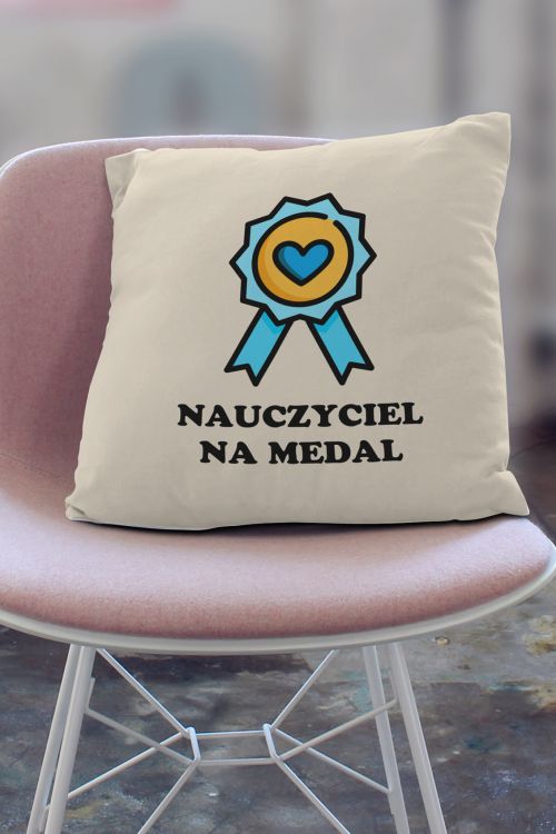 Poduszka Bawełniana Canvas Nauczyciel na Medal