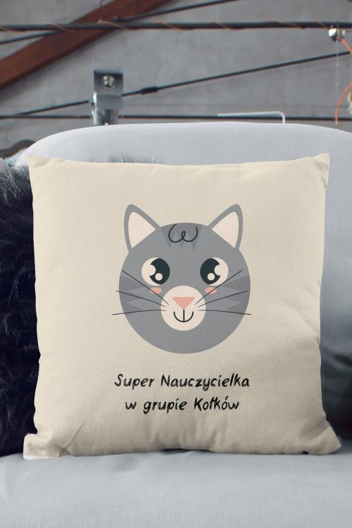 Poduszka Bawełniana Canvas Nauczycielka Kotki