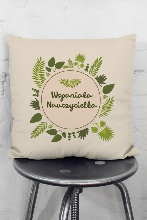 Poduszka Bawełniana Canvas Wspaniała Nauczycielka Liście