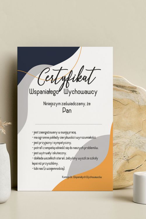 Certyfikat Wspaniałego Wychowawcy