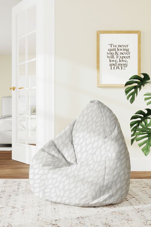 Puf Gray Abstract Leaves