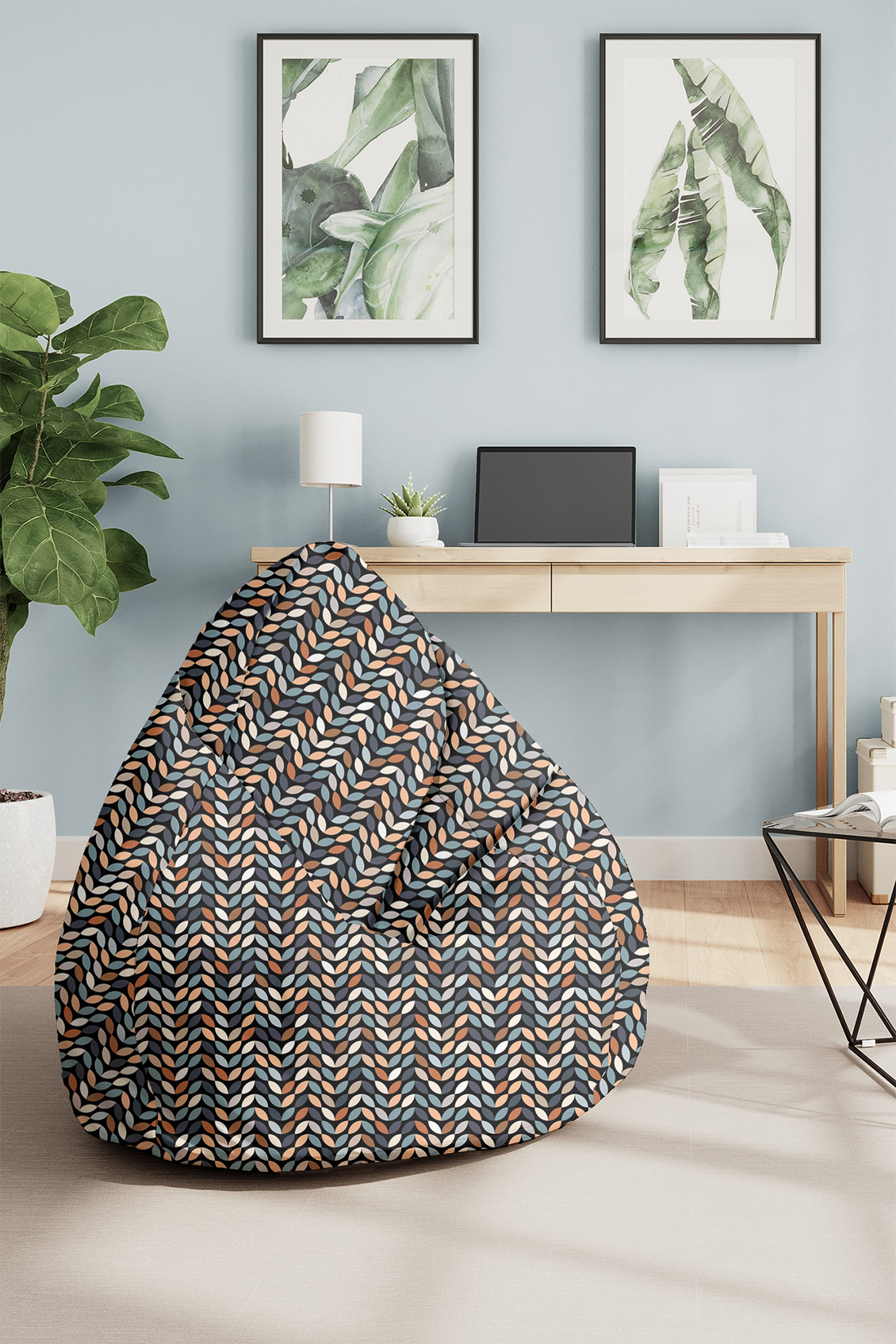 Puf Retro Black Leafs