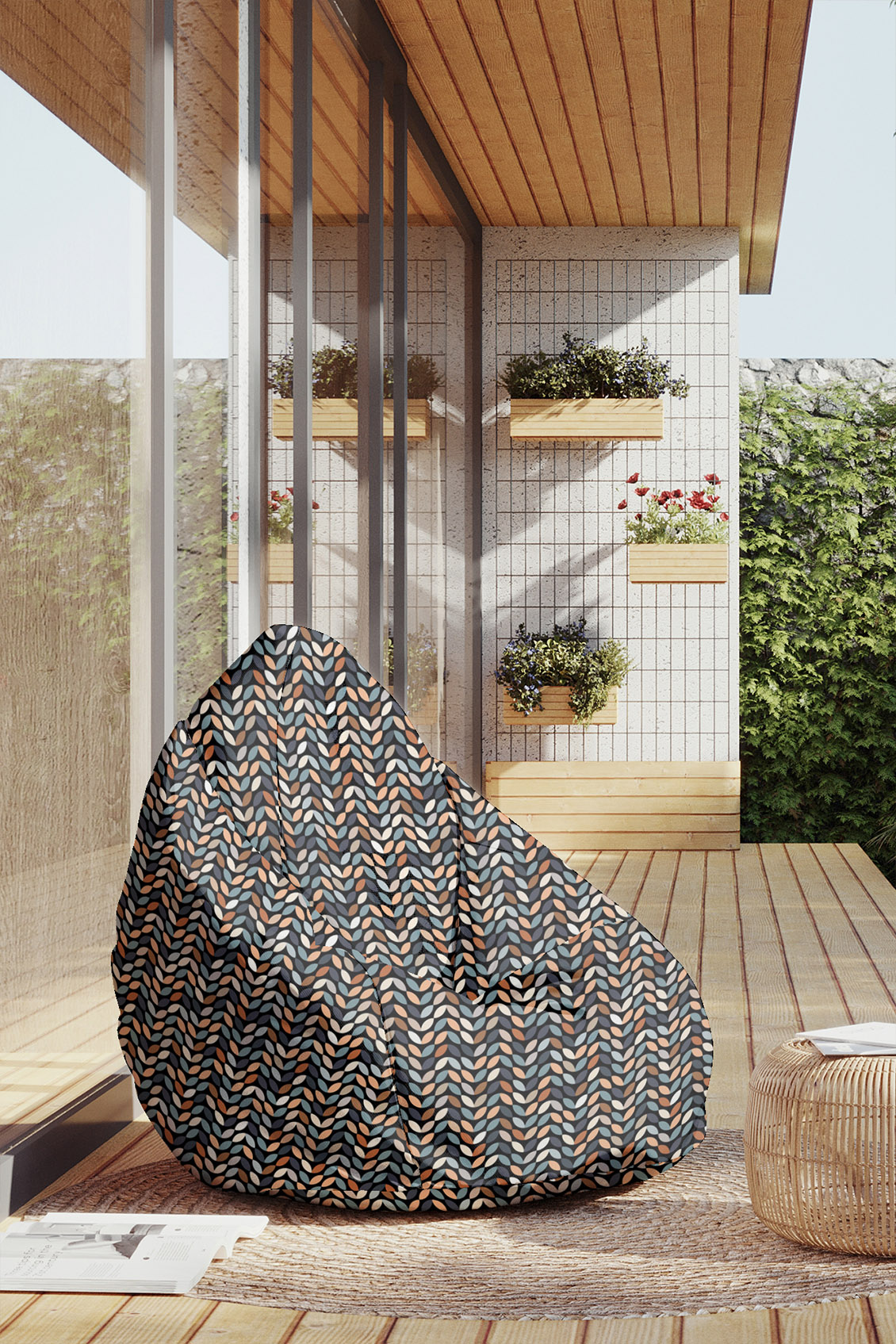 Puf Retro Black Leafs