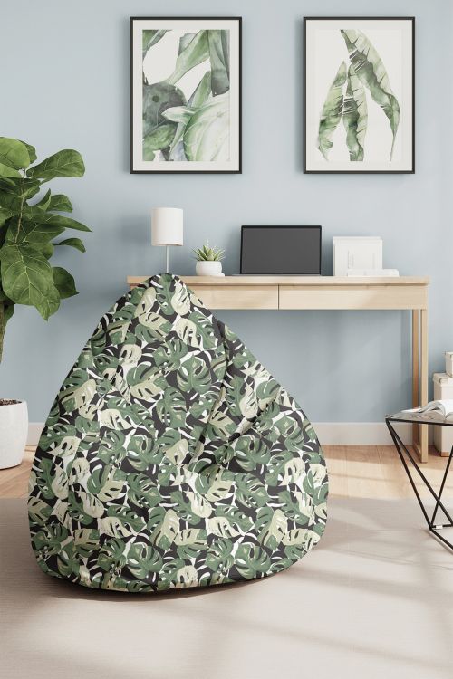 Puf Zielono-Czarna Monstera